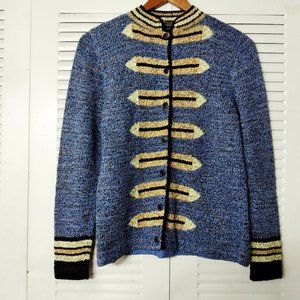 South Cotton Military Design Cardigan Blue Small